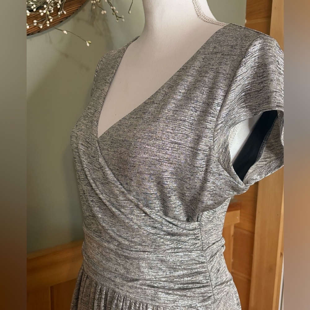 Maeve Anthropologie Silver Midi Dress size M